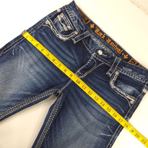 ROCK REVIVAL Ruella Rhinestone Faux Flap Pockets Easy Capri Jeans SIZE 26 30x25 - Picture 15 of 16